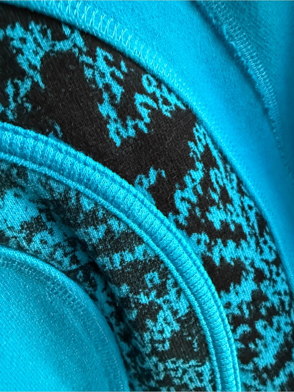 lululemon Scuba Turquoise Blue full Zip-Up Hoodie with Black Pattern - Picture 3 of 9